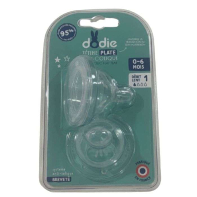 DODIE TETINE PLATE SENSATION+ ANTI COLIQUE D1 0-6M X2