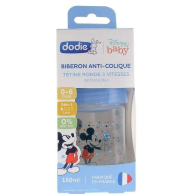 DODIE BIBERON ANTI COLIQUE TETINE RONDE 3 VITESSES 0-6 MOIS 150 ML MICKEY MOUSSE