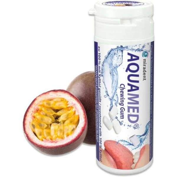 MIRADENT AQUAMED CHEWING GUM FRUIT DE PASSION