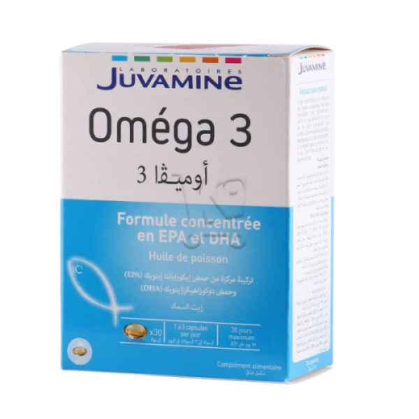 JUVAMINE OMEGA 3 FORMULE CONCENTRE EN EPA ET DHA 30 CAPSULES