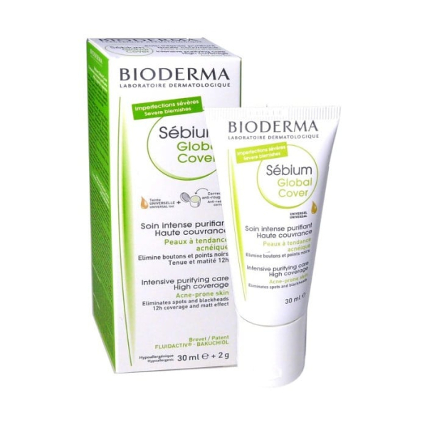 BIODERMA SEBIUM GLOBAL COVER SOIN INTENSE PURIFIANT TEINTE UNIVERSELLE 30 ML