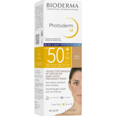 BIODERMA PHOTODERM M CREME TEINTEE PROTECTRICE BLEU LIGHT DOREE SPF50+ 40 ML